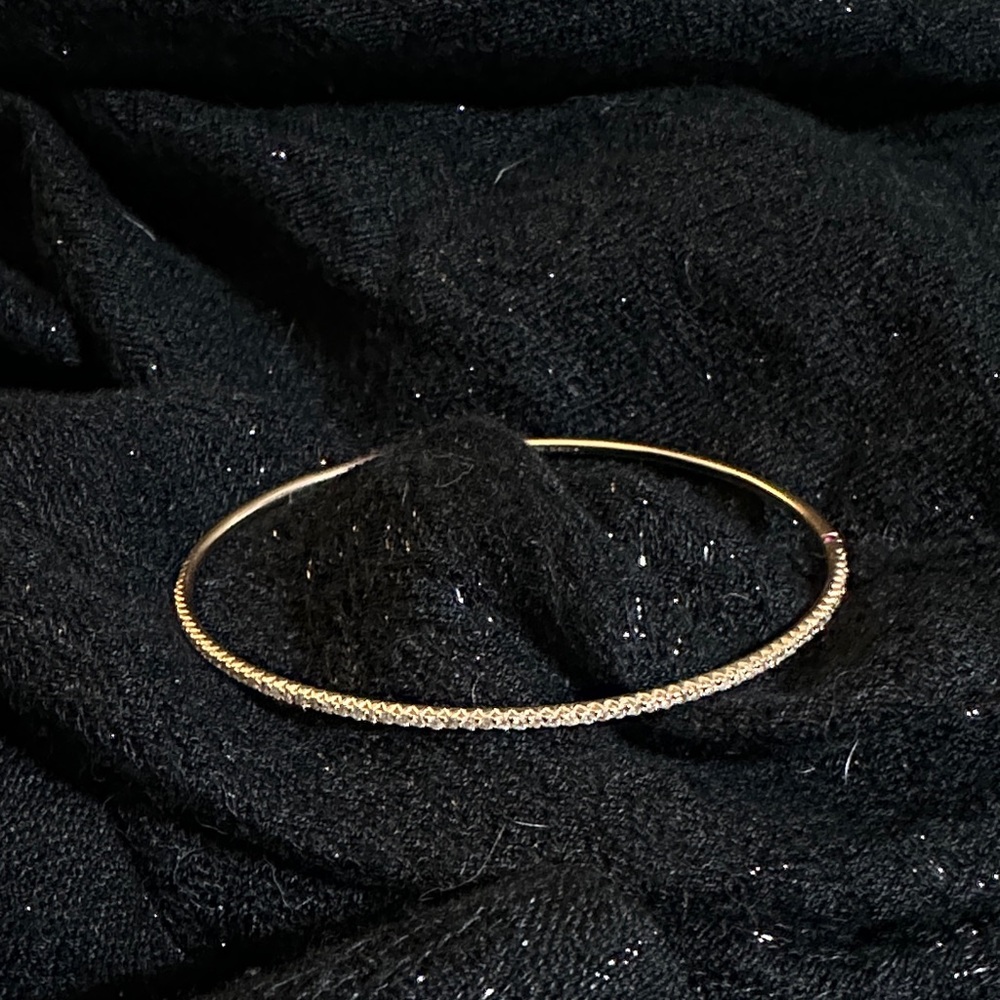 Retired Roberto Coin 18k Yellow Gold Bangle w/ Paved Diamonds and Ruby Accent